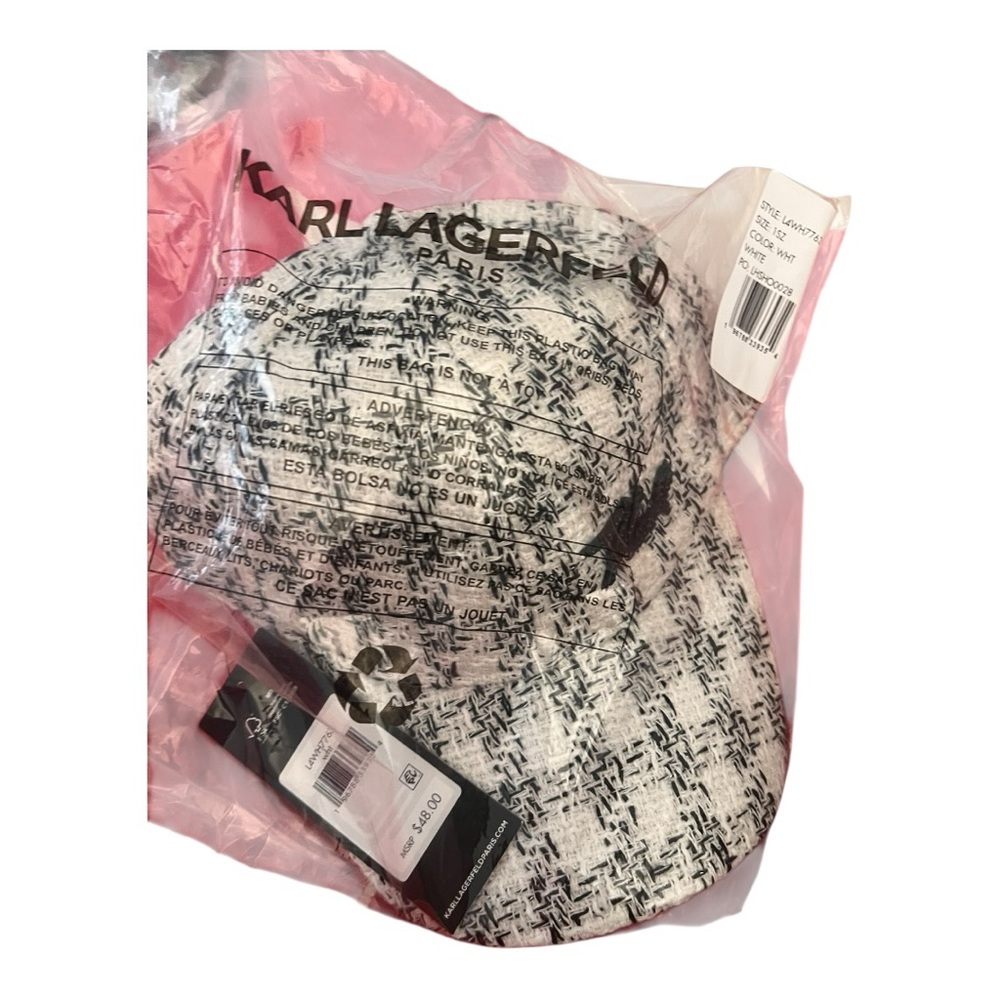 KARL LAGERFELD PARIS NWT gorgeous classic Black Tweed Baseball Cap - Picture 2 of 5